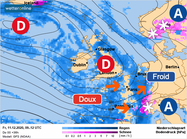 Carte de prévisions d'europe du Vendredi 11 décembre 2020