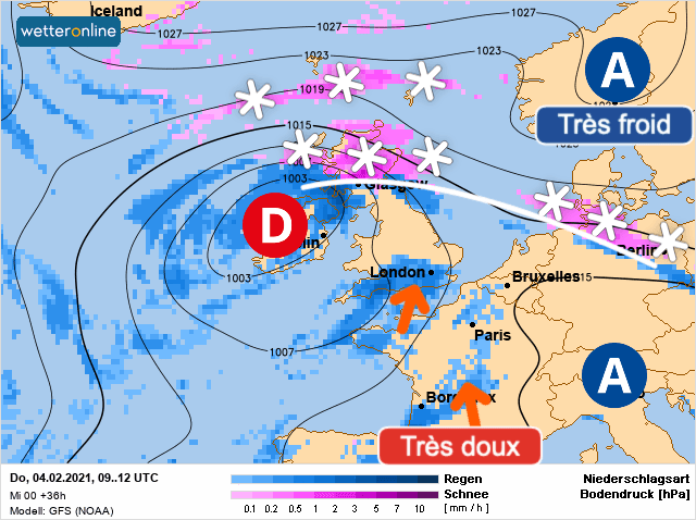 Carte de prévisions d'europe du Jeudi 4 février 2021