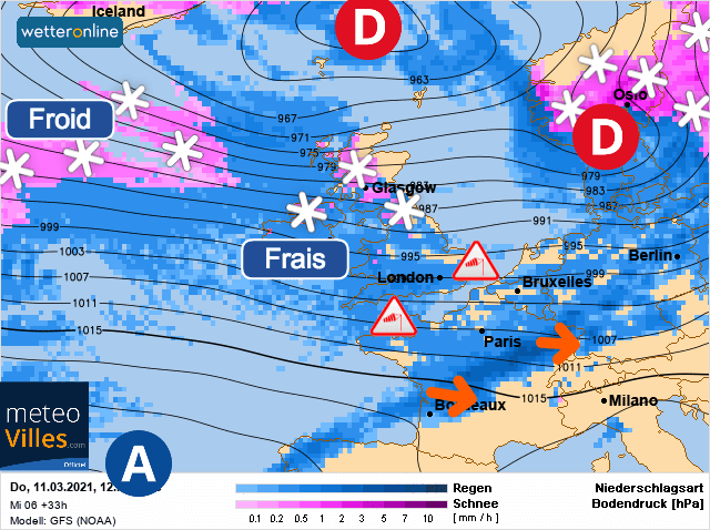 Carte de prévisions d'europe du Jeudi 11 mars 2021