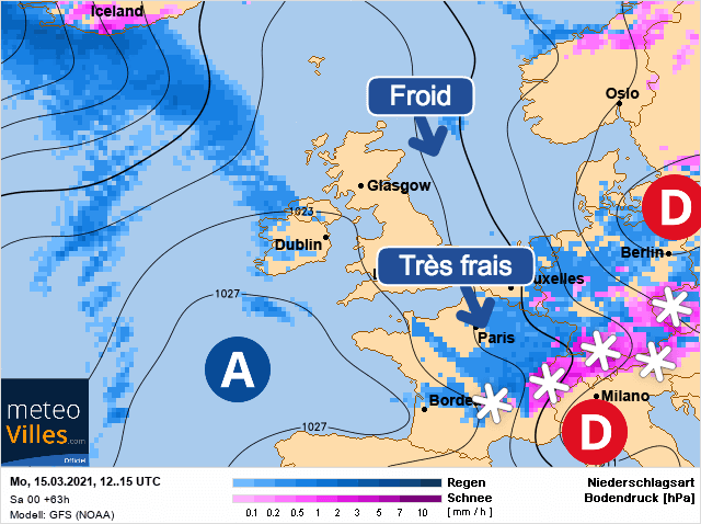 Carte de prévisions d'europe du Lundi 15 mars 2021