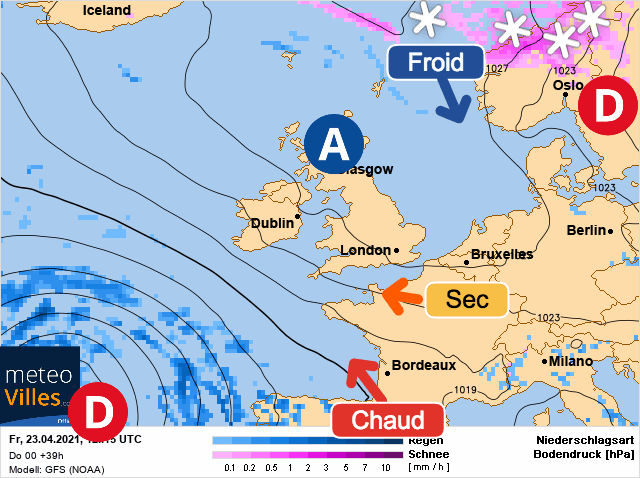 Carte de prévisions d'europe du Vendredi 23 avril 2021
