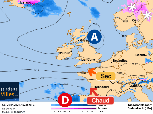 Carte de prévisions d'europe du Dimanche 25 avril 2021