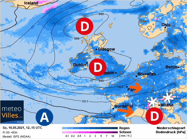 Carte de prévisions d'europe du Dimanche 16 mai 2021