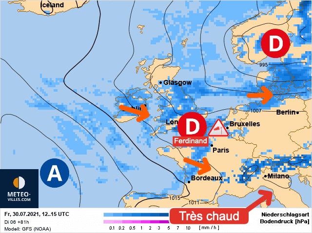 Carte de prévisions d'europe du Vendredi 30 juillet 2021
