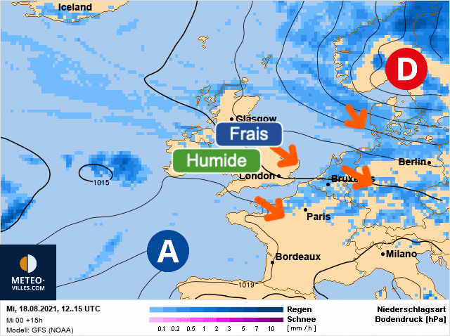 Carte de prévisions d'europe du Mercredi 18 août 2021
