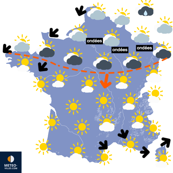 Nuageux et frais au Nord, ensoleillé et chaud au Sud