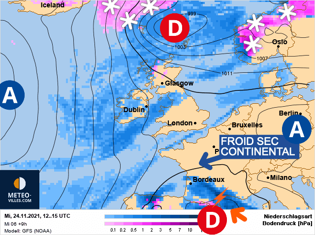 Carte de prévisions d'europe du Mercredi 24 novembre 2021