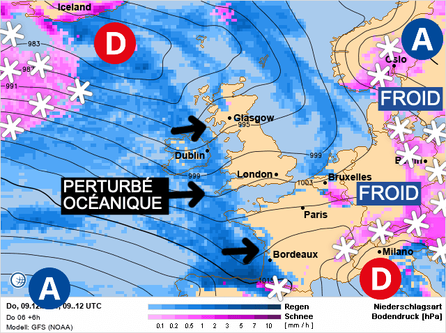 Carte de prévisions d'europe du Jeudi 9 décembre 2021