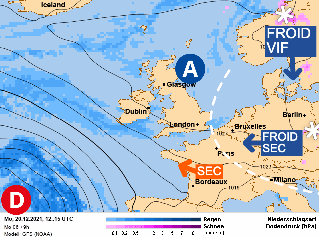 Carte de prévisions d'europe du Lundi 20 décembre 2021