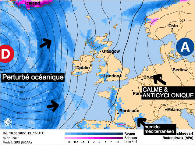 Carte de prévisions d'europe du Jeudi 10 mars 2022