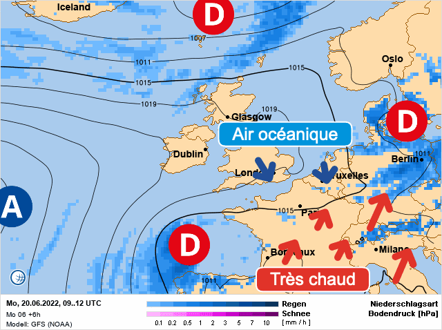 Carte de prévisions d'europe du Lundi 20 juin 2022