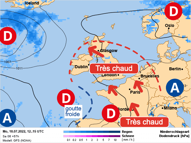 Carte de prévisions d'europe du Lundi 18 juillet 2022