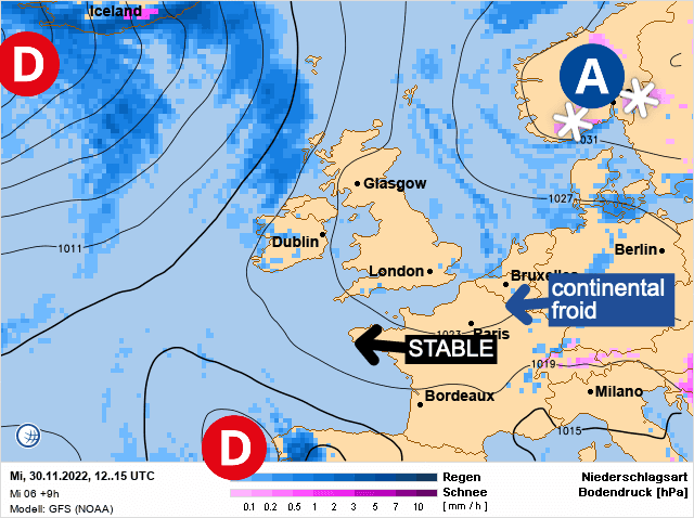 Carte de prévisions d'europe du Mercredi 30 novembre 2022