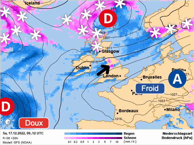 Carte de prévisions d'europe du Samedi 17 décembre 2022