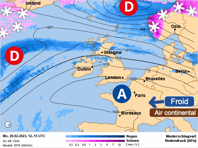 Carte de prévisions d'europe du Lundi 20 février 2023