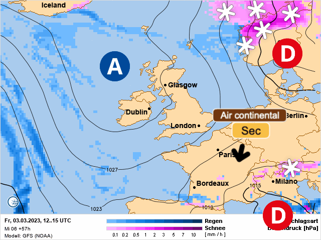 Carte de prévisions d'europe du Vendredi 3 mars 2023