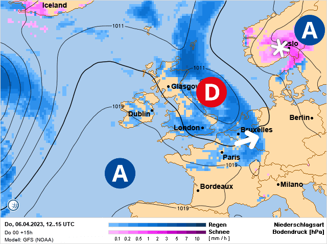 Carte de prévisions d'europe du Jeudi 6 avril 2023