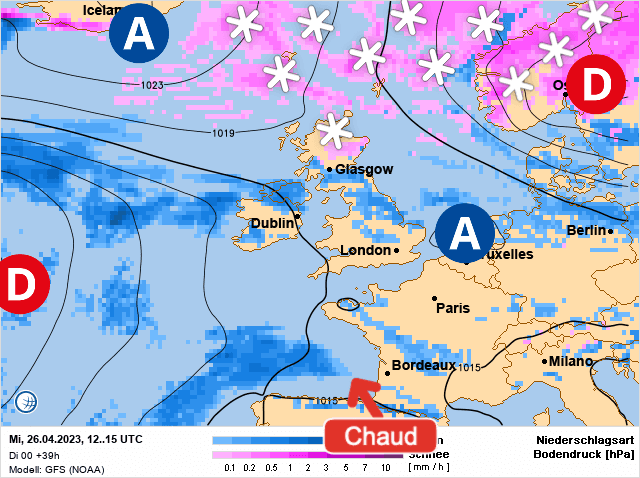 Carte de prévisions d'europe du Mercredi 26 avril 2023