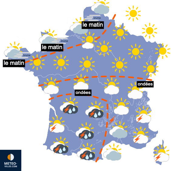 Extention des orages et chaleur restant raisonnable