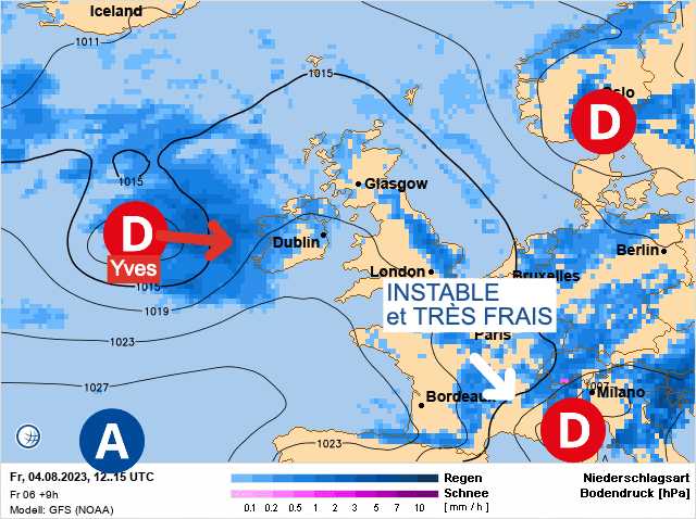 Carte de prévisions d'europe du Vendredi 4 août 2023