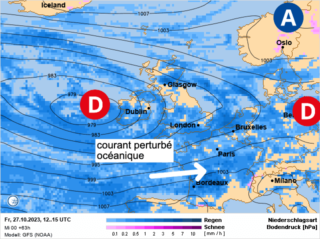 Carte de prévisions d'europe du Vendredi 27 octobre 2023