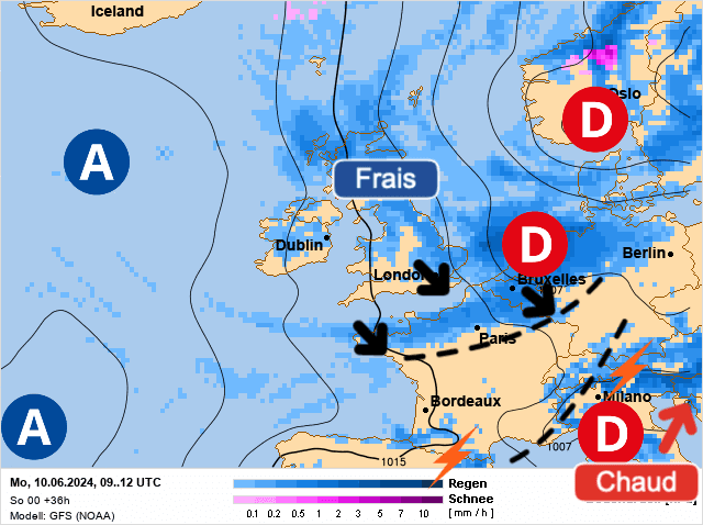Carte de prévisions d'europe du Lundi 10 juin 2024