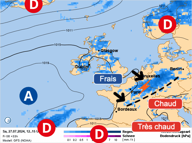 Carte de prévisions d'europe du Samedi 27 juillet 2024