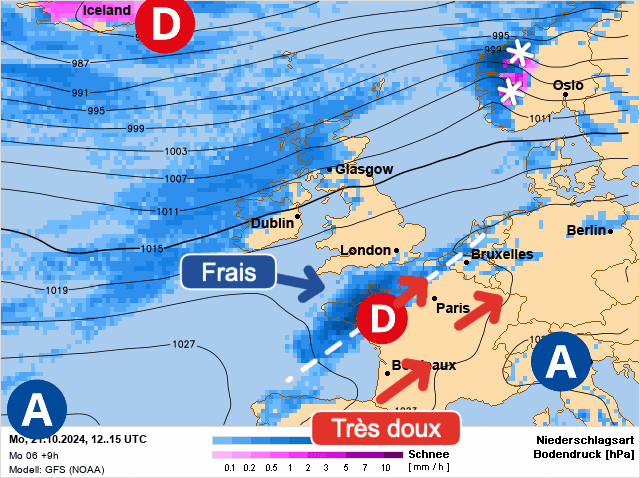 Carte de prévisions d'europe du Lundi 21 octobre 2024