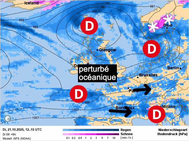 Carte de prévisions d'europe du Mardi 21 octobre 2025