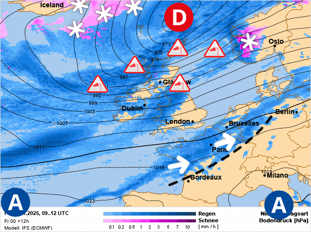 Carte de prévisions d'europe du Vendredi 28 novembre 2025