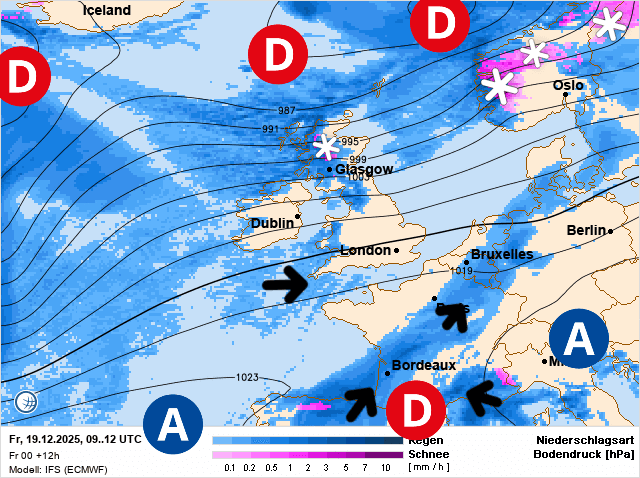 Carte de prévisions d'europe du Vendredi 19 décembre 2025