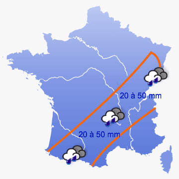 cumuls de pluie prévus pour dimanche 3 juin 2012