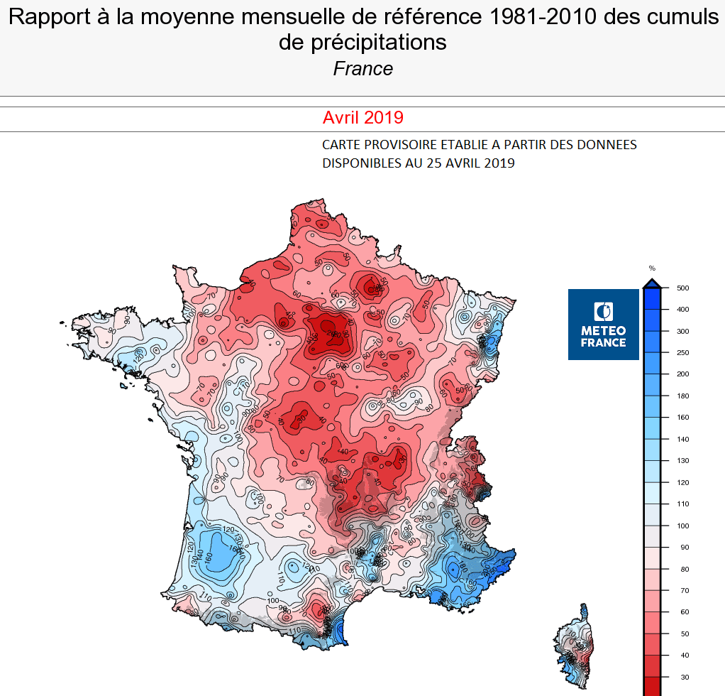 Image d'illustration pour Bilan météo détaillé d'avril 2019 sur 33 villes