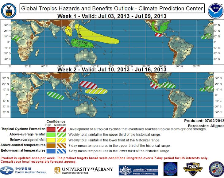 Image d'illustration pour Bulletin hebdomadaire de météorologie tropicale