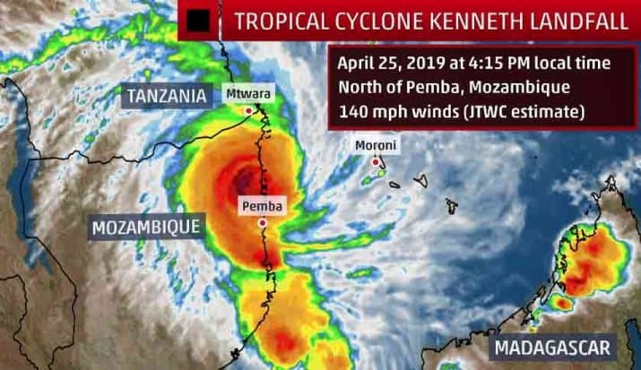 Image d'illustration pour Cyclone Kenneth meurtrier sur les Comores et le Mozambique