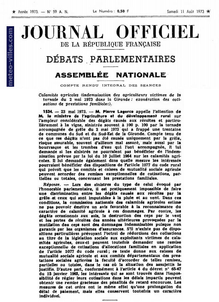 Image d'illustration pour Une tornade à Veuil (36) le 2 mai 1973