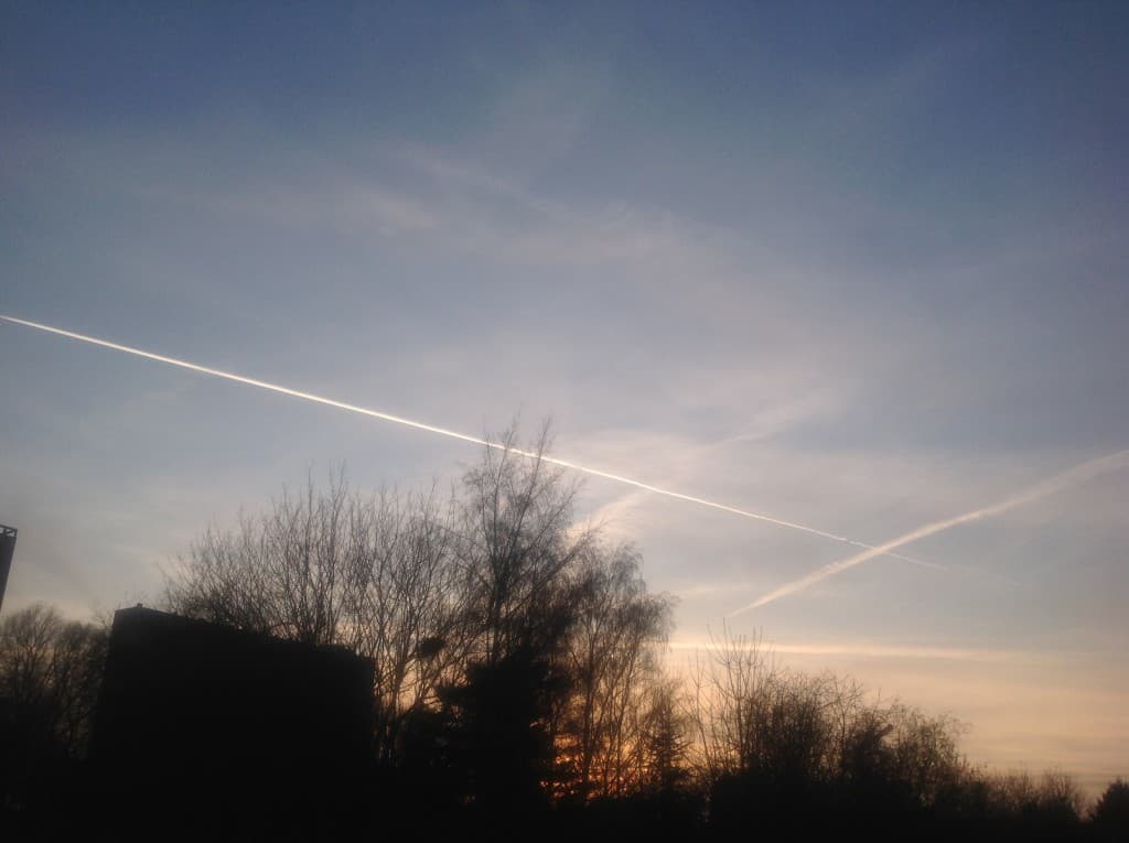 Typical chemtrail sky above Brussels 