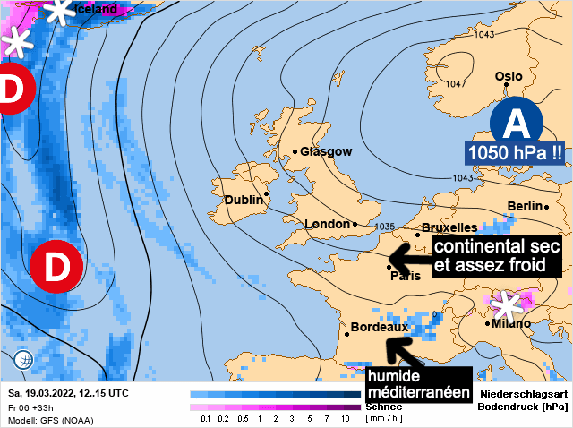 Carte de prévisions d'europe du Samedi 19 mars 2022