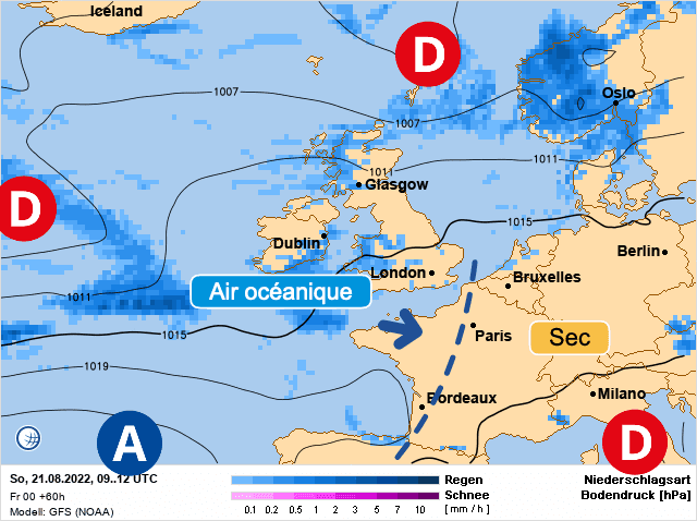 Carte de prévisions d'europe du Dimanche 21 août 2022