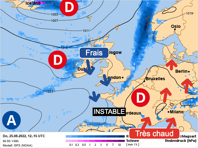 Carte de prévisions d'europe du Jeudi 25 août 2022