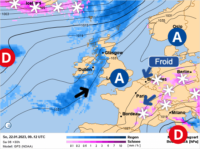 Carte de prévisions d'europe du Dimanche 22 janvier 2023