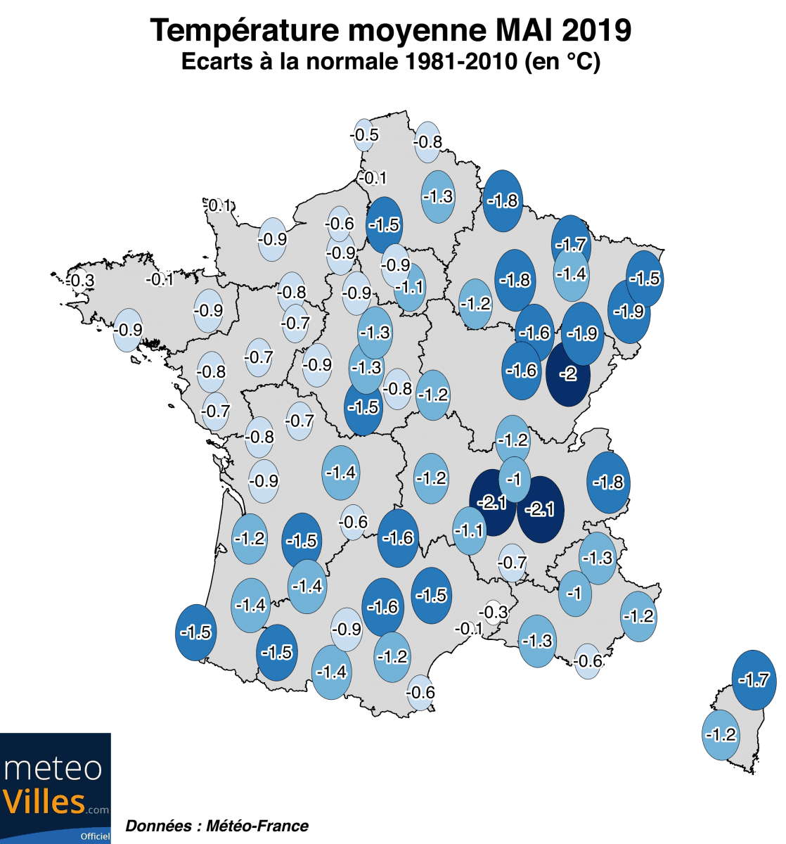Image d'illustration pour Mai 2019 frais et peu humide : le bilan cartographié