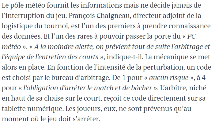 Image d'illustration pour La météo des internationaux de tennis de Roland Garros